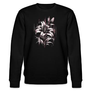 Gothic Lilie – Dunkle Ästhetik, Distressed - Stanley/Stella Unisex Bio-Sweatshirt CHANGER  - Schwarz - Vorne - Nik (191cm) & Marisol (170cm)