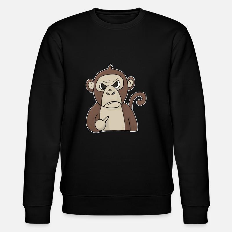 Mumrrischer Monkey holds middle finger - Stanley/Stella CHANGER Unisex Organic Sweatshirt - black