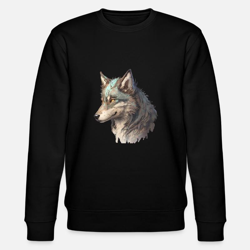 Der graue Wolf - Stanley/Stella Unisex Bio-Sweatshirt CHANGER  - Schwarz