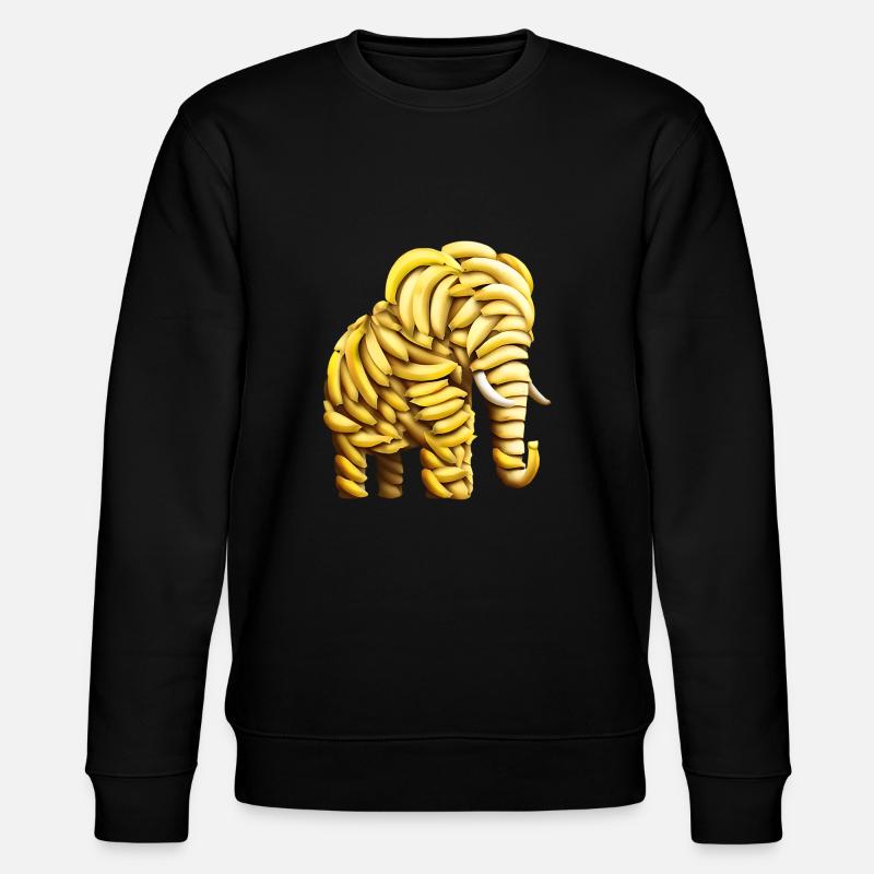 Bananen Elefant - Stanley/Stella Unisex Bio-Sweatshirt CHANGER  - Schwarz