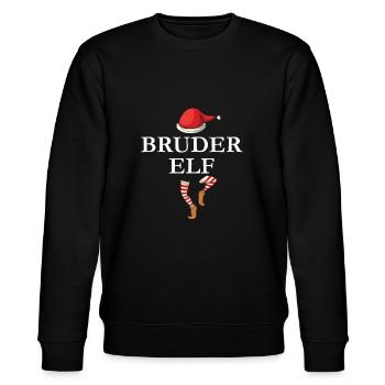 Weihnachten - Bruder Elf Familie - Stanley/Stella Unisex Bio-Sweatshirt CHANGER  - Schwarz - Vorne - Nik (191cm) & Marisol (170cm)