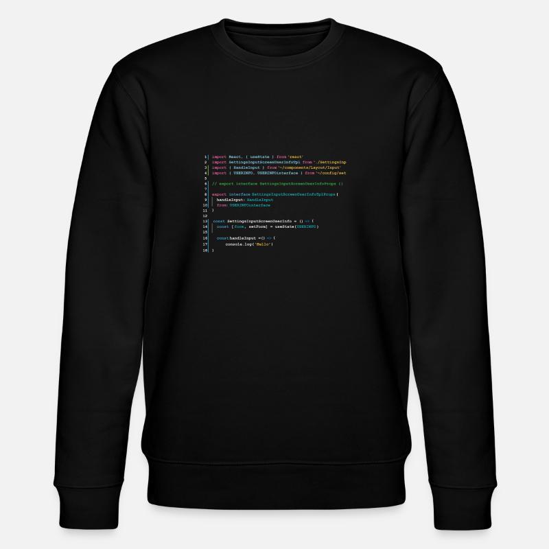 Programmers code in React - Stanley/Stella CHANGER Unisex Organic Sweatshirt - black