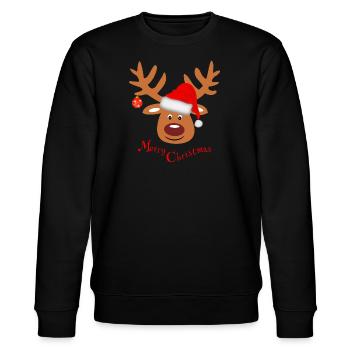 Rentier Weihnachten Fun lustig Merry Christmas - Stanley/Stella Unisex Bio-Sweatshirt CHANGER  - Schwarz - Vorne - Nik (191cm) & Marisol (170cm)