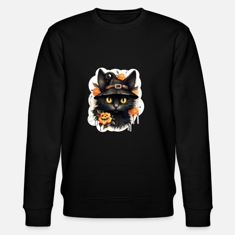 Halloween schwarze Katze - Stanley/Stella Unisex Bio-Sweatshirt CHANGER  - Schwarz