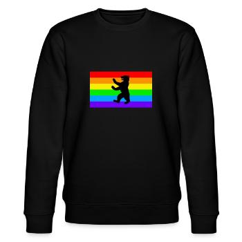 Berliner Bär / LGBT Q / Regenbogen Fahne - Stanley/Stella Unisex Bio-Sweatshirt CHANGER  - Schwarz - Vorne - Nik (191cm) & Marisol (170cm)