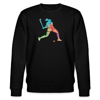 Feldhockey Hockeyspieler Kinder Hockey Mädchen - Stanley/Stella Unisex Bio-Sweatshirt CHANGER  - Schwarz - Vorne - Nik (191cm) & Marisol (170cm)