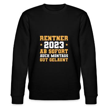Rente 2023 Ruhestand Arbeitskollege Rentner - Stanley/Stella Unisex Bio-Sweatshirt CHANGER  - Schwarz - Vorne - Nik (191cm) & Marisol (170cm)