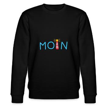 Leuchtturm Moin hellblau - Stanley/Stella Unisex Bio-Sweatshirt CHANGER  - Schwarz - Vorne - Nik (191cm) & Marisol (170cm)