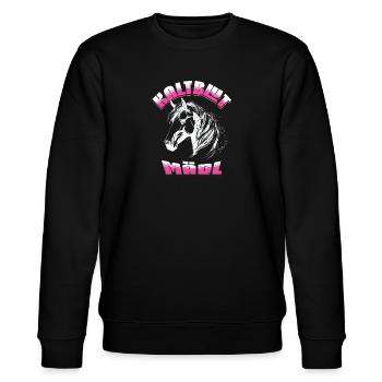 Kaltblut Mädl - für Reiterinnen und Pferdemädchen - Stanley/Stella Unisex Bio-Sweatshirt CHANGER  - Schwarz - Vorne - Nik (191cm) & Marisol (170cm)
