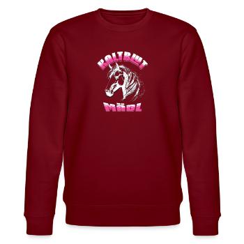 Kaltblut Mädl - für Reiterinnen und Pferdemädchen - Stanley/Stella Unisex Bio-Sweatshirt CHANGER  - Burgunderrot - Vorne - Nik (191cm) & Marisol (170cm)