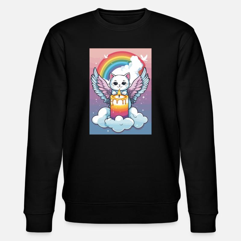 Süßer Katzen Engel - Stanley/Stella Unisex Bio-Sweatshirt CHANGER  - Schwarz