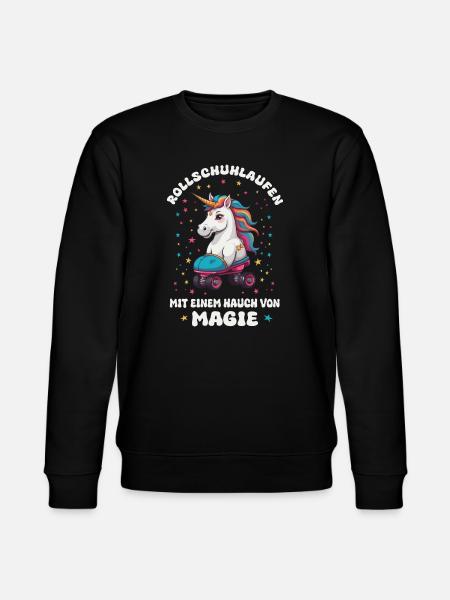 Einhorn Rollschuhlaufen - Stanley/Stella Unisex Bio-Sweatshirt CHANGER - Schwarz