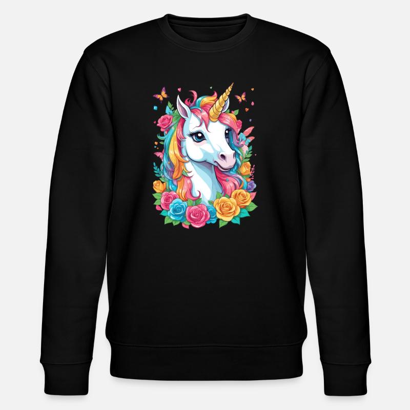 Süßes Einhorn - Stanley/Stella Unisex Bio-Sweatshirt CHANGER  - Schwarz