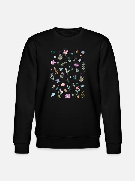 Aquarell Blumen auf Schwarz - Stanley/Stella Unisex Bio-Sweatshirt CHANGER  - Schwarz