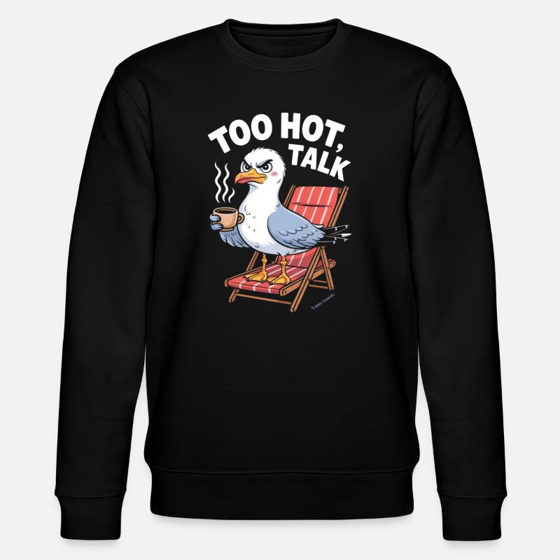 Sassy Seagull Relaxing with Coffee - Stanley/Stella CHANGER Unisex Organic Sweatshirt - black
