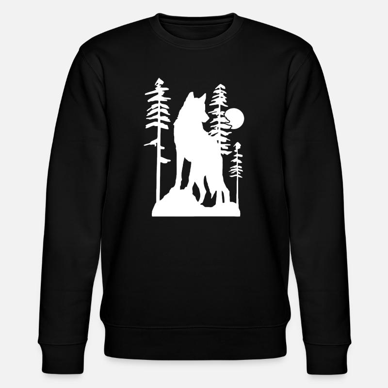 Mystischer Wolf, der bei Vollmond heult - Stanley/Stella Unisex Bio-Sweatshirt CHANGER - Schwarz