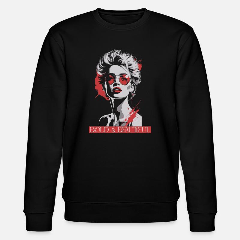Weibliche Pop-Art-Ikone mit rotem Akzent - Stanley/Stella Unisex Bio-Sweatshirt CHANGER  - Schwarz
