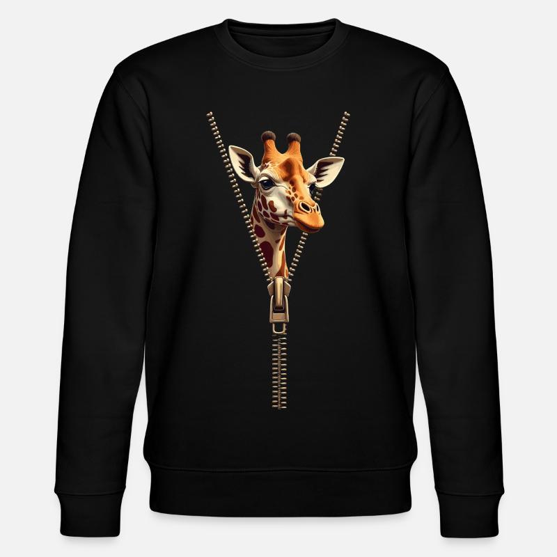 Stylized Giraffe with Zipper - Stanley/Stella CHANGER Unisex Organic Sweatshirt - black