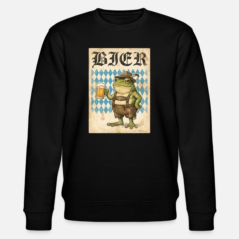 Bier Frosch In Lederhose Spaß - Stanley/Stella Unisex Bio-Sweatshirt CHANGER - Schwarz