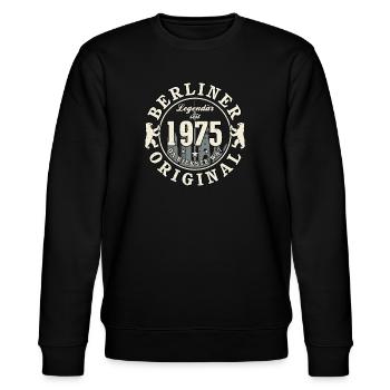 50. Geburtstag 2025 Berliner Original Geschenk - Stanley/Stella Unisex Bio-Sweatshirt CHANGER  - Schwarz - Vorne - Nik (191cm) & Marisol (170cm)