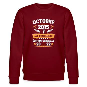 Octobre 2015 Idée Cadeau D'anniversaire 7 Ans - Sweat bio CHANGER Stanley/Stella Unisexe - bordeaux - Devant - Nik (191cm) & Marisol (170cm)