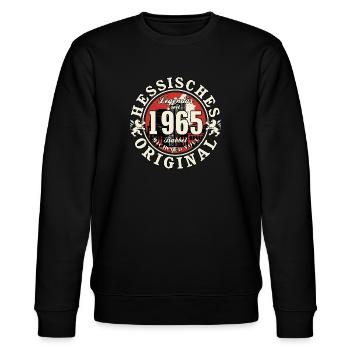 60. Geburtstag 2025 Hessisches Original Geschenk - Stanley/Stella Unisex Bio-Sweatshirt CHANGER  - Schwarz - Vorne - Nik (191cm) & Marisol (170cm)
