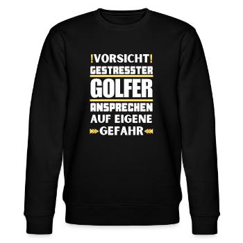 Don't talk to stressed golfers! - Stanley/Stella CHANGER Unisex Organic Sweatshirt - black - Front - Nik (191cm) & Marisol (170cm)
