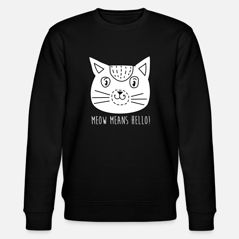 Comic Katze Gesicht mit Spruch - Stanley/Stella Unisex Bio-Sweatshirt CHANGER  - Schwarz