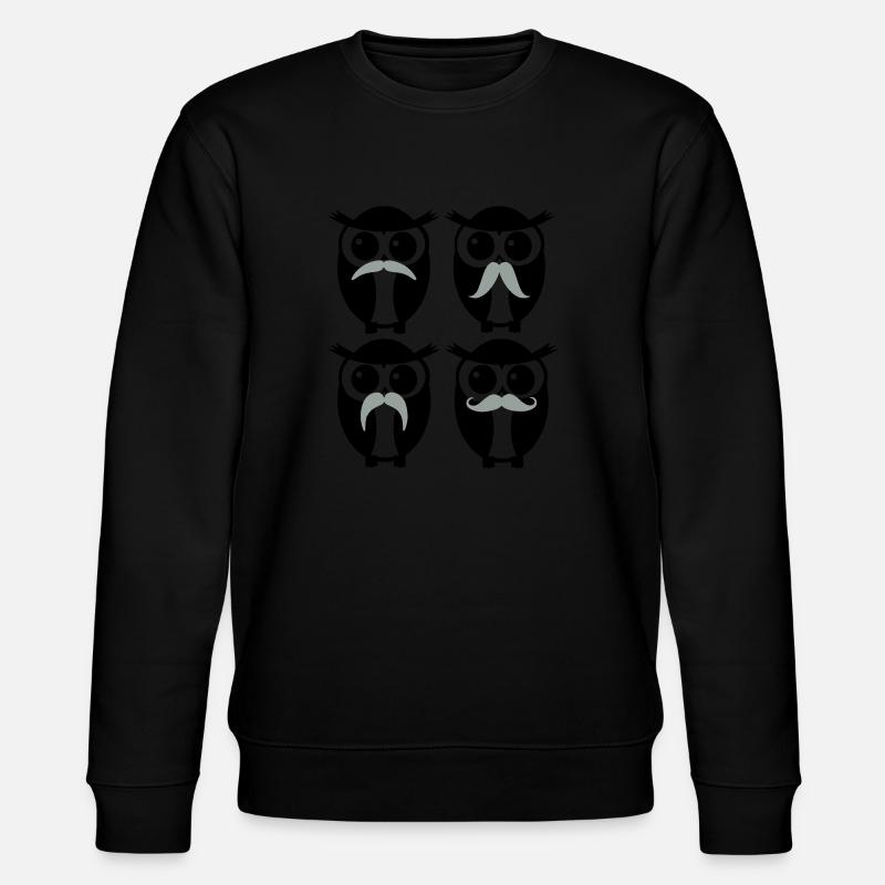 Moustache Owl - Stanley/Stella Unisex Bio-Sweatshirt CHANGER  - Schwarz