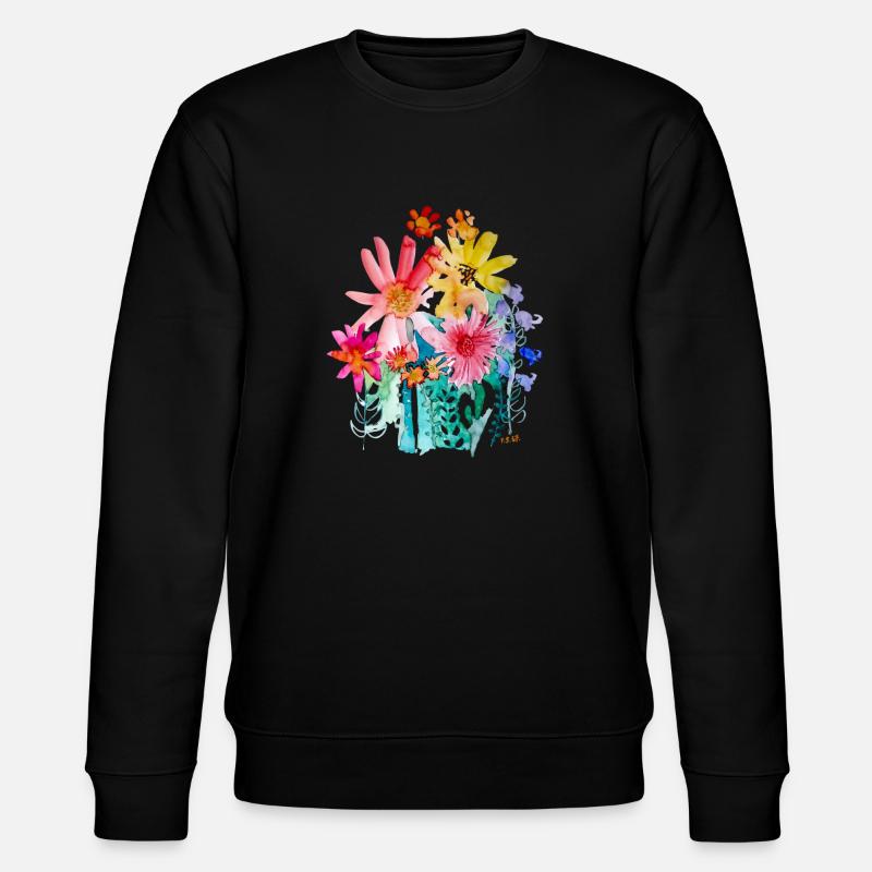 Bouquet aquarelle - Sweat bio CHANGER Stanley/Stella Unisexe - noir