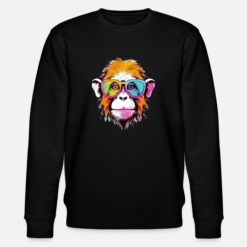 Elvi le singe à lunettes - Sweat bio CHANGER Stanley/Stella Unisexe - noir