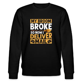 My Broom Broke So Now I Deliver Mail Postal Worker - Stanley/Stella Unisex Bio-Sweatshirt CHANGER  - Schwarz - Vorne - Nik (191cm) & Marisol (170cm)