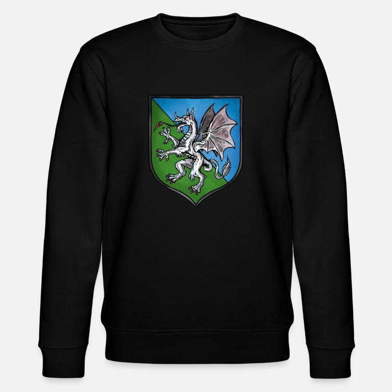 Wappen weißer Drache - Stanley/Stella Unisex Bio-Sweatshirt CHANGER - Schwarz
