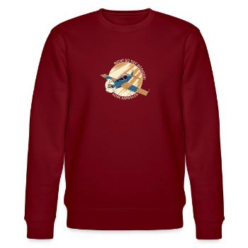 Nicht So Tief Rüdiger Modellflugzeug Meme Geschenk - Stanley/Stella Unisex Bio-Sweatshirt CHANGER  - Burgunderrot - Vorne - Nik (191cm) & Marisol (170cm)
