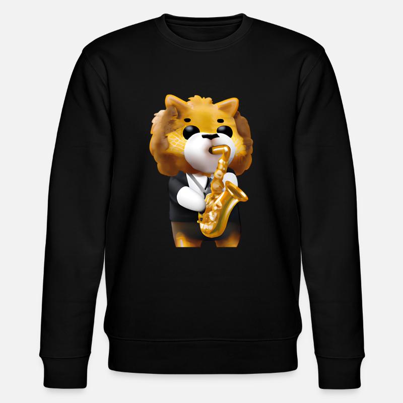 Löwe mit Saxophon - Stanley/Stella Unisex Bio-Sweatshirt CHANGER  - Schwarz