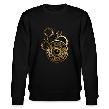 Uhr mit Uhrwerk - Stanley/Stella Unisex Bio-Sweatshirt CHANGER  - Schwarz - Vorne - Nik (191cm) & Marisol (170cm)