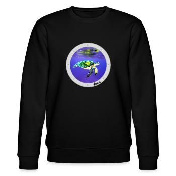 WINKYES Bullauge Meeresschildkröte K.I. Kunst - Stanley/Stella Unisex Bio-Sweatshirt CHANGER  - Schwarz - Vorne - Nik (191cm) & Marisol (170cm)