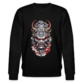 Kabuki Oni Masken Japan Manga Anime Design - Stanley/Stella Unisex Bio-Sweatshirt CHANGER  - Schwarz - Vorne - Nik (191cm) & Marisol (170cm)
