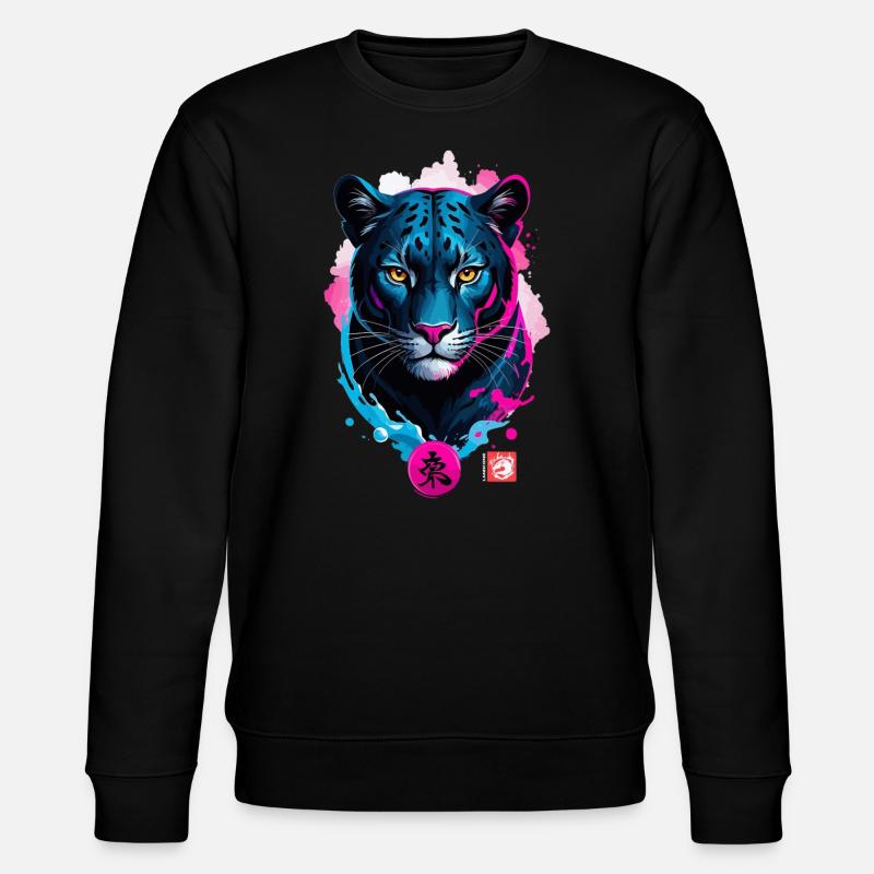 Panthère rêve rose bleu - Sweat bio CHANGER Stanley/Stella Unisexe - noir