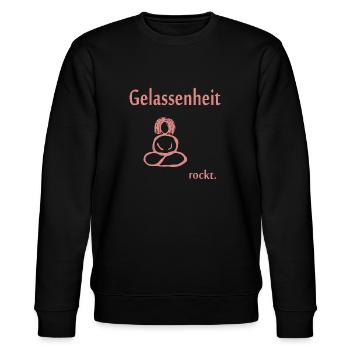 Gelassenheit rockt. Farbe koralle - Stanley/Stella Unisex Bio-Sweatshirt CHANGER  - Schwarz - Vorne - Nik (191cm) & Marisol (170cm)