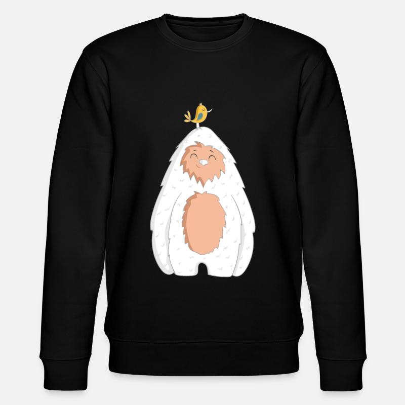 Yeti mit Vogel - Stanley/Stella Unisex Bio-Sweatshirt CHANGER  - Schwarz