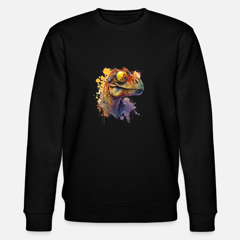 ansprechender Dinosaurier mit cooler Sonnenbrille - Stanley/Stella Unisex Bio-Sweatshirt CHANGER - Schwarz