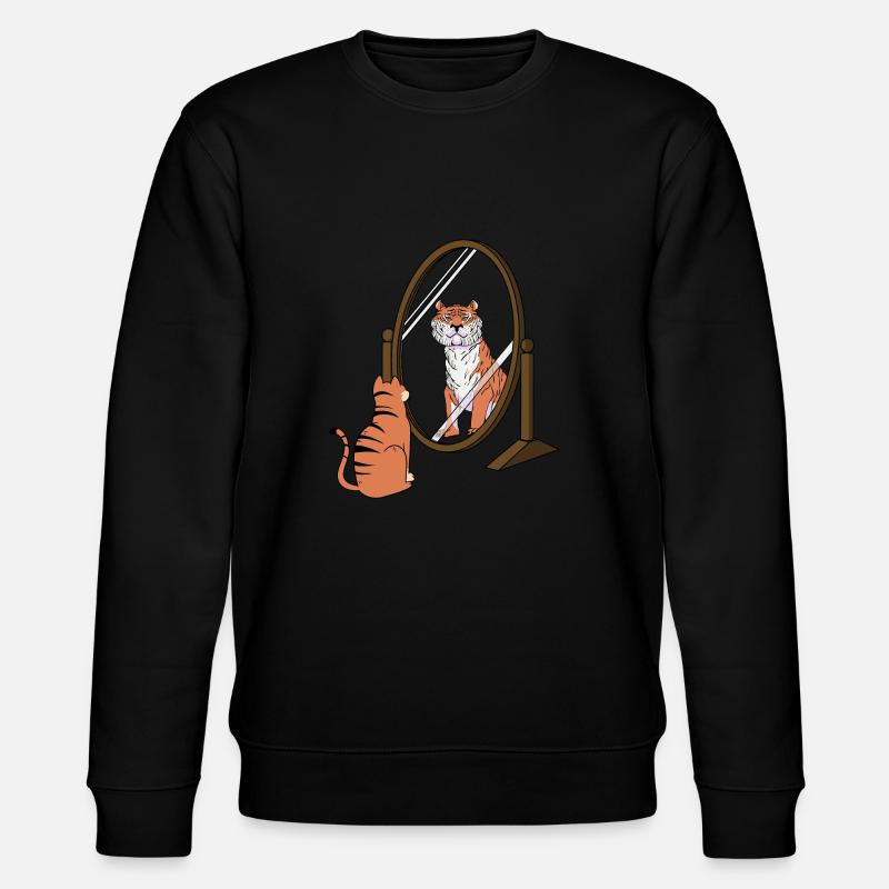 Katze Tiger Spiegel - Stanley/Stella Unisex Bio-Sweatshirt CHANGER  - Schwarz
