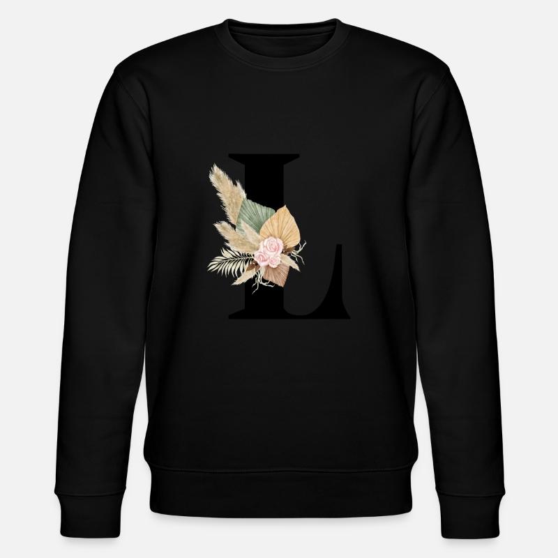 lettre L fleuris - Sweat bio CHANGER Stanley/Stella Unisexe - noir
