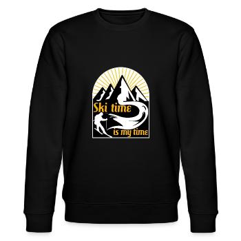 Ski time is my time skier - Stanley/Stella CHANGER Unisex Organic Sweatshirt - black - Front - Nik (191cm) & Marisol (170cm)