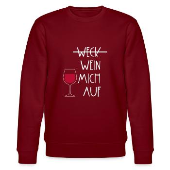 Weck Wein - Stanley/Stella Unisex Bio-Sweatshirt CHANGER  - Burgunderrot - Vorne - Nik (191cm) & Marisol (170cm)