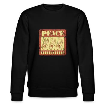Peace Frieden Hippie Festival - Stanley/Stella Unisex Bio-Sweatshirt CHANGER  - Schwarz - Vorne - Nik (191cm) & Marisol (170cm)