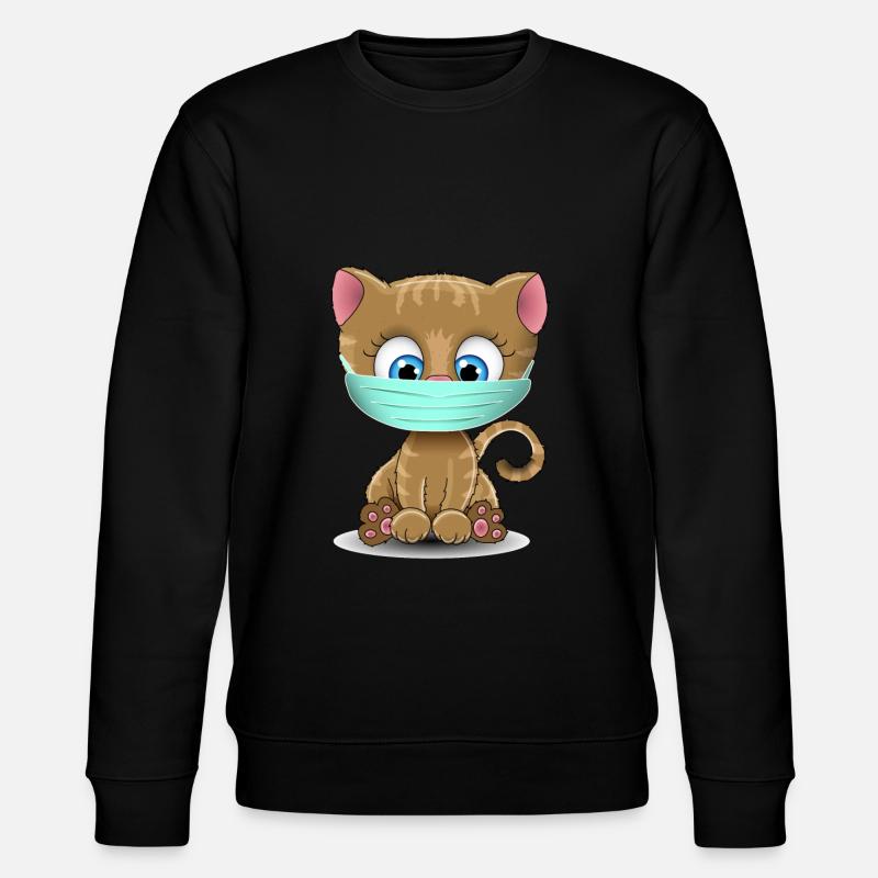 Mundschutz Katze - Stanley/Stella Unisex Bio-Sweatshirt CHANGER  - Schwarz