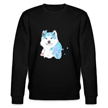 husky, chien, peinture, aquarelle, bleu - Sweat bio CHANGER Stanley/Stella Unisexe - noir - Devant - Nik (191cm) & Marisol (170cm)