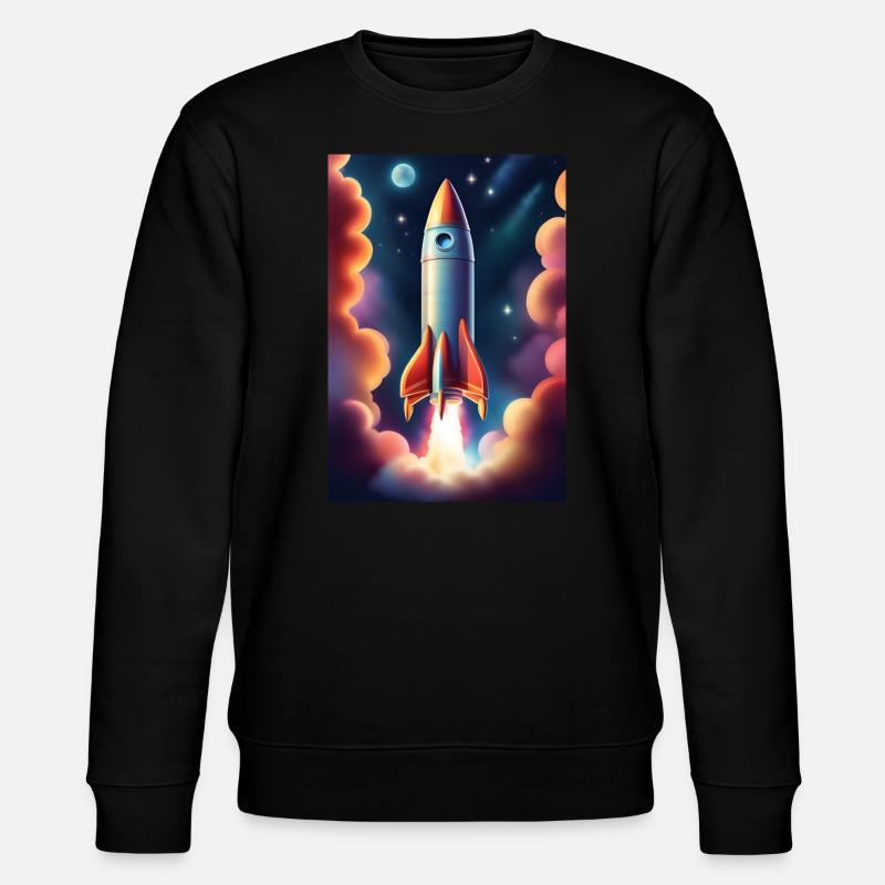 Rocket ship flying to space - Stanley/Stella CHANGER Unisex Organic Sweatshirt - black